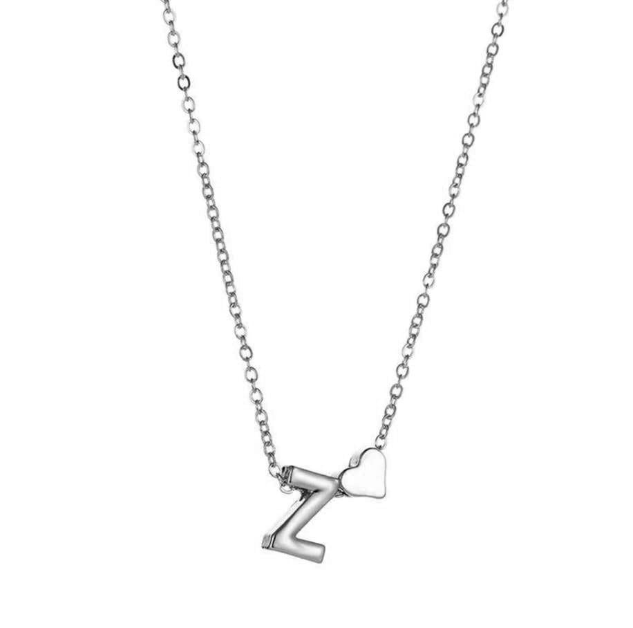 Petite Heart Initial Necklace with Chain