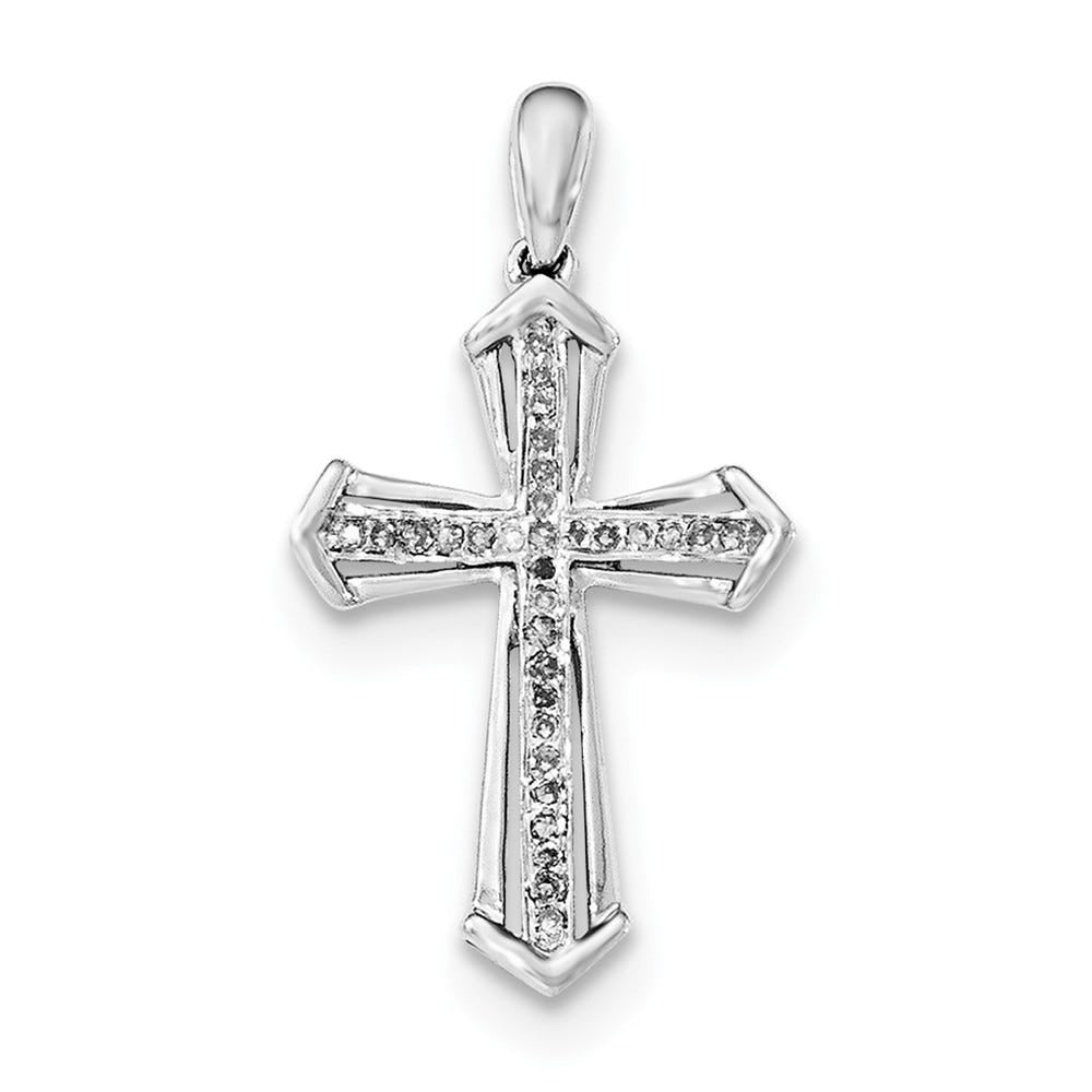 Sterling Silver Rhodium-plated Diamond Cross Pendant