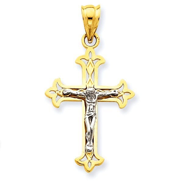 14K Two-Tone Gold Crucifix Pendant