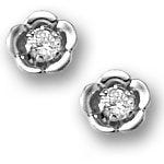 Sterling Silver Children Post Earrings With Cubic Zirconia