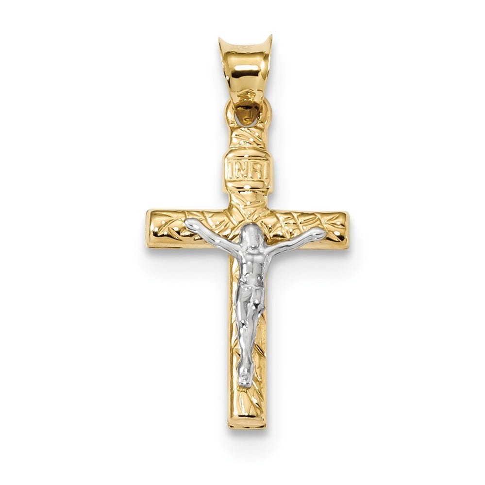 14k Two-Tone Crucifix Pendant