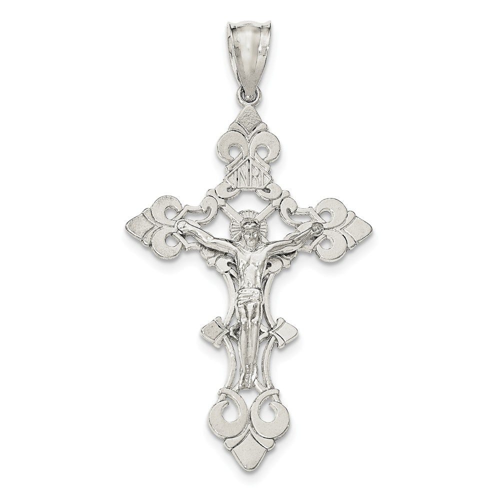 Sterling Silver Polished Large INRI Crucifix Pendant