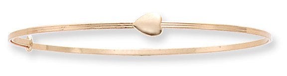 14K Yellow Gold Children's Adjustable Heart Bangle Bracelet