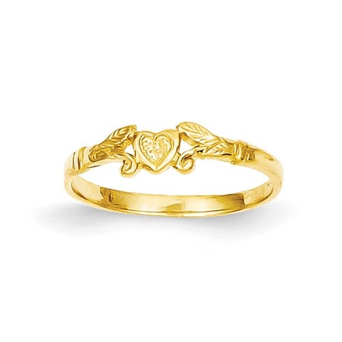 14k Yellow Gold Floral Heart Children's Ring