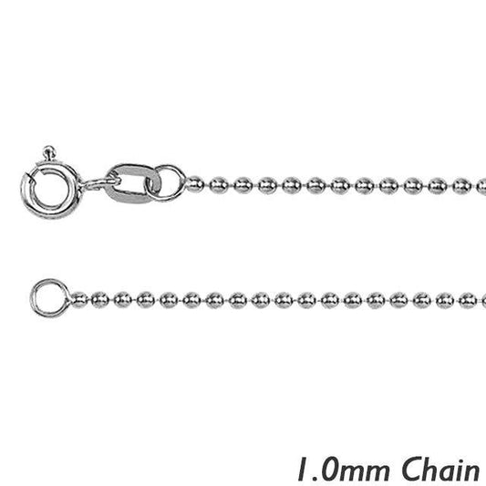 14K White Gold1.0mm  Bead Chain