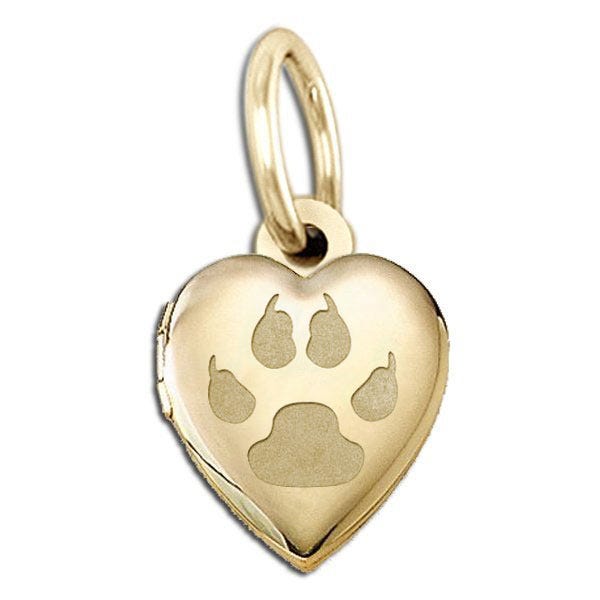 Cat's Paw Print Heart Picture Locket