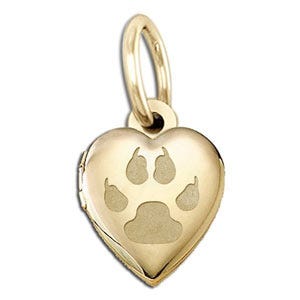Cat's Paw Print Heart Picture Locket