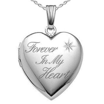 Sterling Silver " Forever In My Heart " Heart Photo Locket