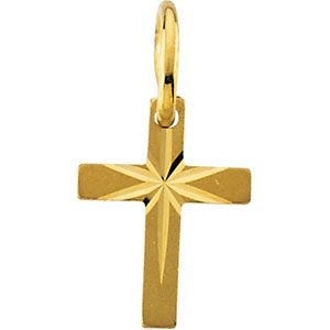 14K YELLOW GOLD CHILD'S CROSS PENDANT W/STAR