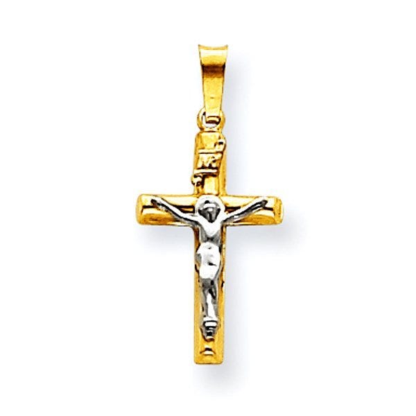 14k Two-tone INRI Crucifix Pendant