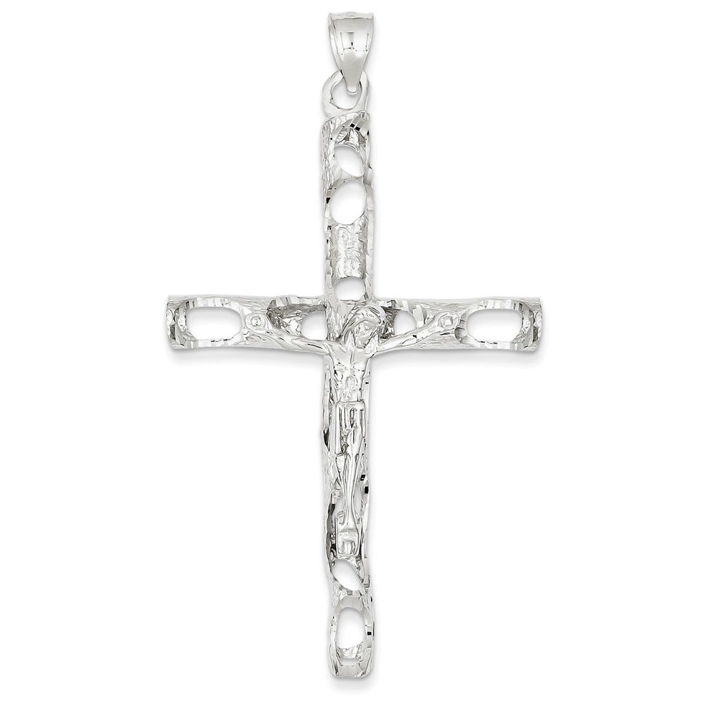 14K White Gold Crucifix Pendant