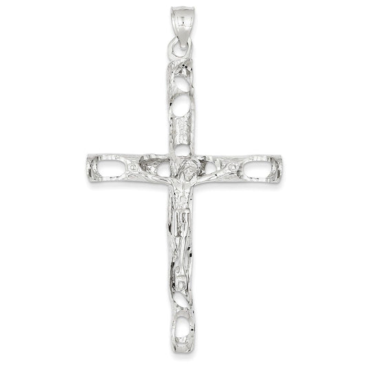 14K White Gold Crucifix Pendant