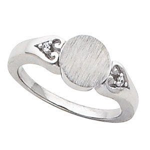 Sterling Silver Girl's Round Signet Ring