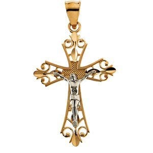 TWO TONE CRUCIFIX PENDANT