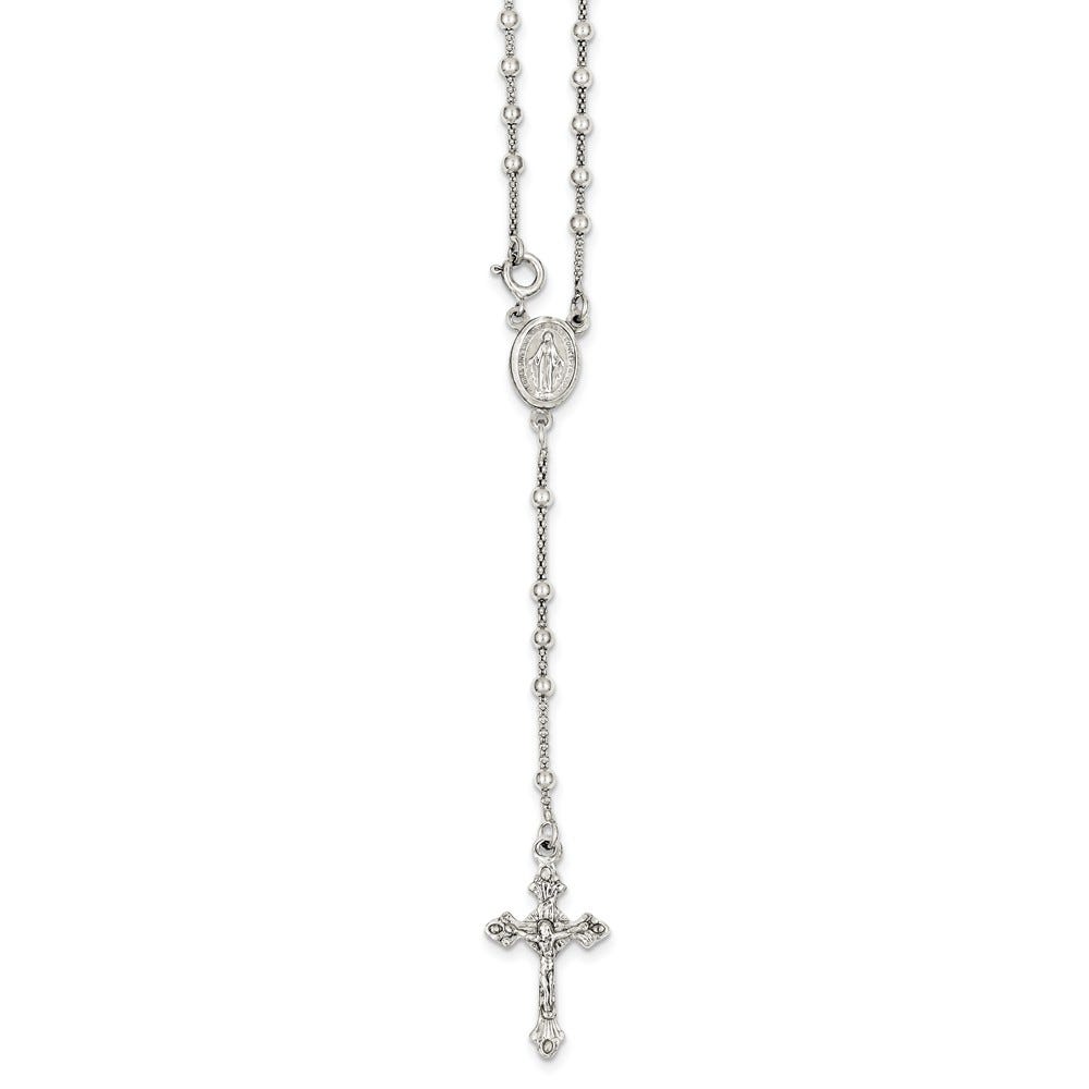 Sterling Silver Polished Rosary Necklace