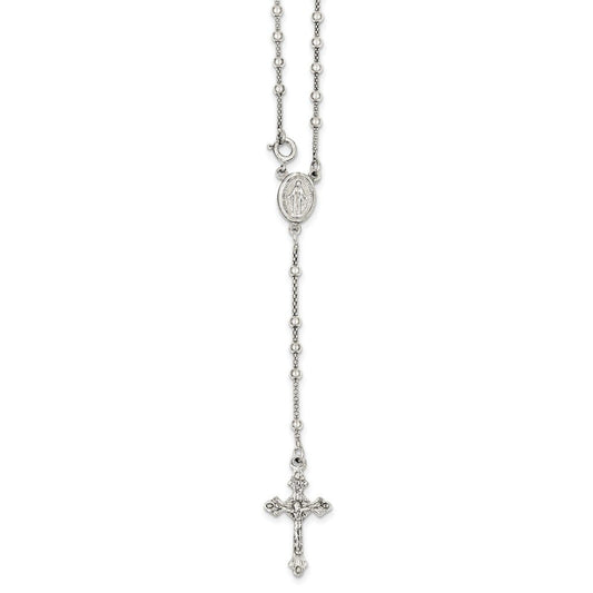 Sterling Silver Polished Rosary Necklace