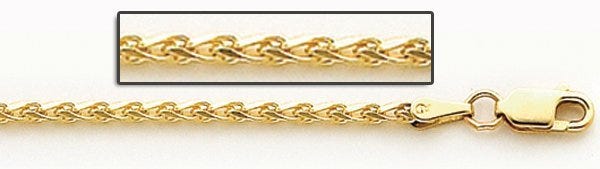 14K Yellow Gold 3mm Espiga Wheat Chain