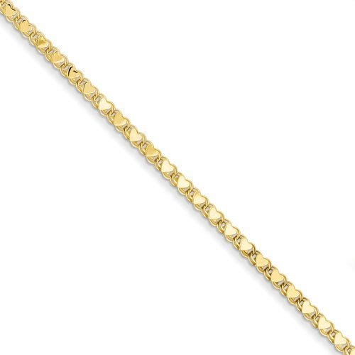 14k Polished Double-Sided Heart Anklet