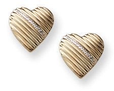 14K Yellow Gold Hearts Children Post Earrings