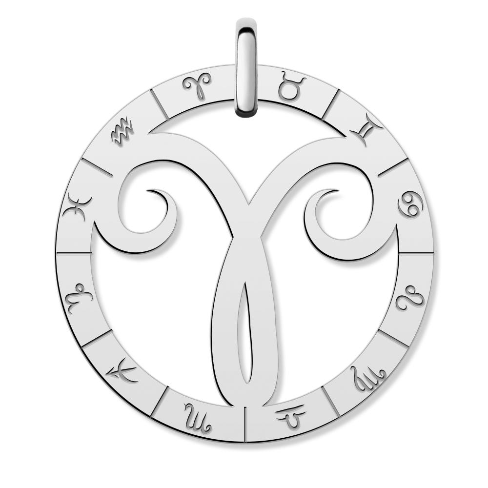 Cutout Round Aries Symbol Charm or Pendant