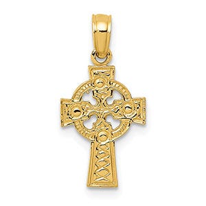 14K Celtic Cross w/Eternity Circle Pendant