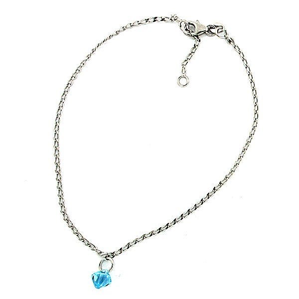 Sterling Silver Adjustable Anklet / Ankle Bracelet Crystal