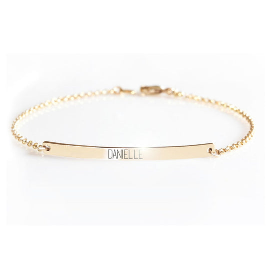 Sterling Silver Polished Thin Bracelet w/ Personalized Text