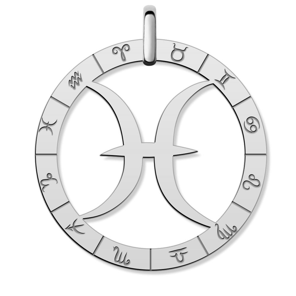 Cutout Round Pisces Symbol Charm or Pendant