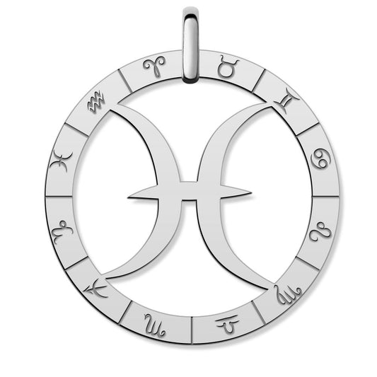 Cutout Round Pisces Symbol Charm or Pendant