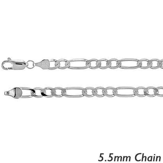 Sterling Silver 5.5mm Figaro Chain