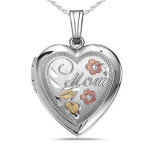 Sterling Silver "Mom" Heart Photo Locket