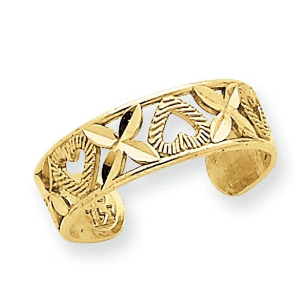 14k Yellow Gold Diamond Cut Toe Ring