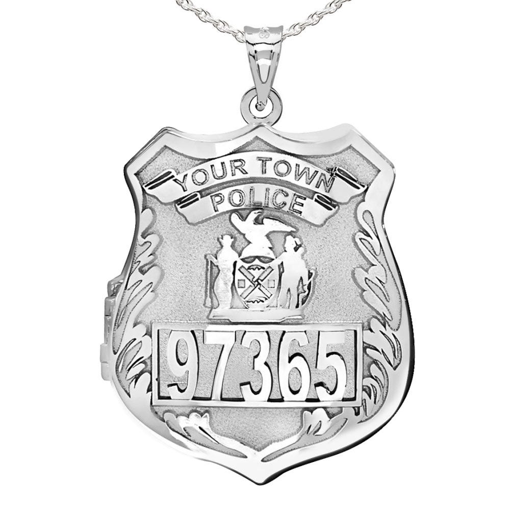 Sterling Silver Personalized Police Badge Photo Locket