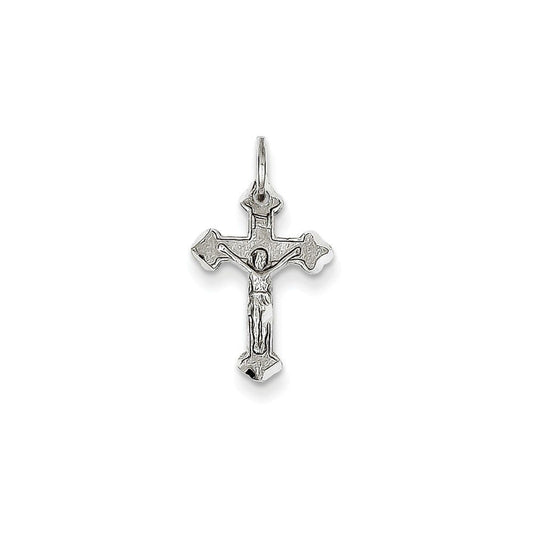 14k White Gold Diamond-cut Crucifix Charm
