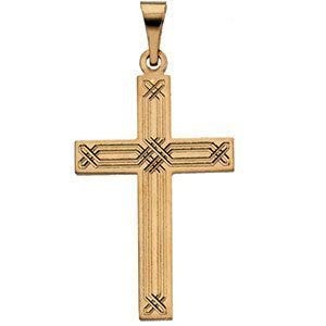 14K Yellow Gold CROSS PENDANT W/DESIGN