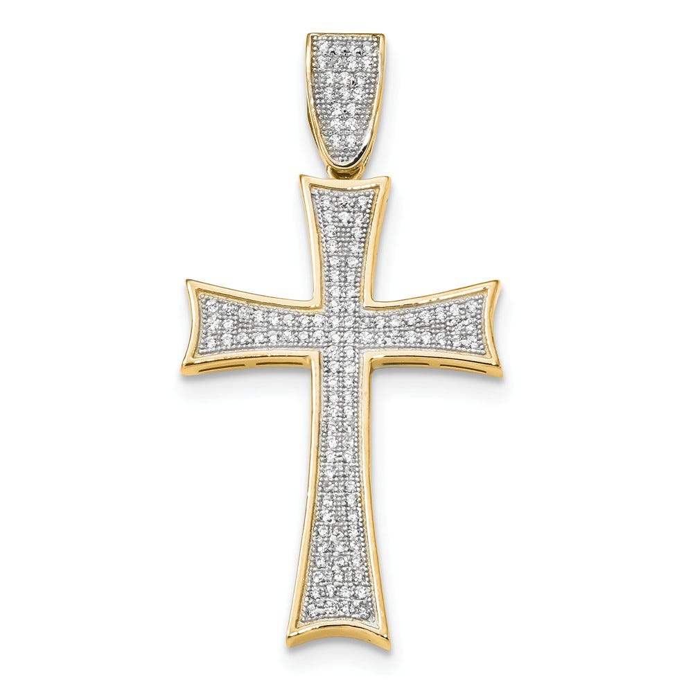 14k Micro Pav CZ Large Cross Pendant