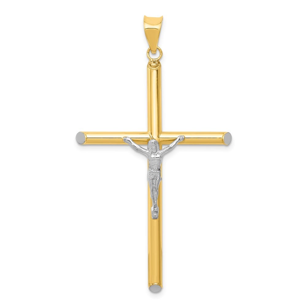 14k Two-tone & Rhodium INRI Crucifix Pendant
