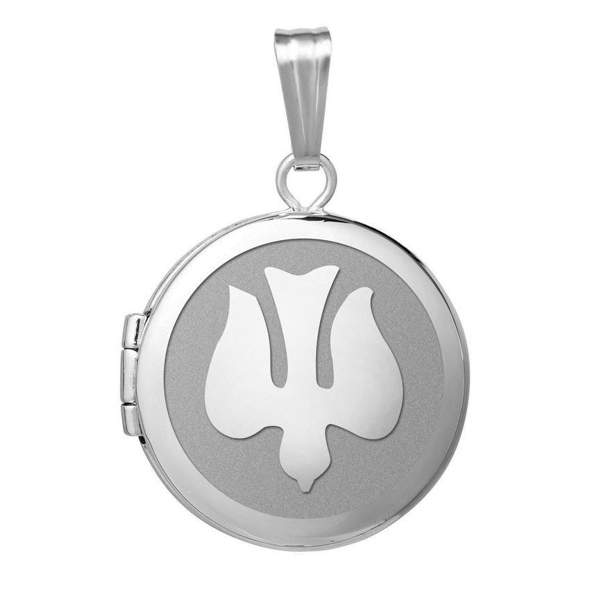 Sterling Silver Round  Picture Confirmation "Holy Spirit" Locket
