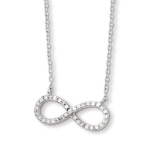 Sterling Silver with CZ Horizontal Infinity Symbol Necklace w/ 16 Inch Chain