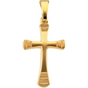 14K Yellow Gold CROSS PENDANT W/DESIGN