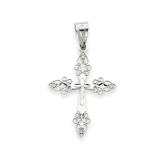 14k White Gold Filigree Cross Pendant