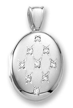 Premium Weight White Gold Diamond Oval Locket
