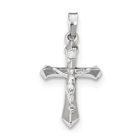 14k White Gold Polished INRI Crucifix Pendant