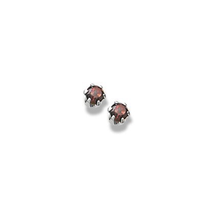 14K  White Gold Child's Genuine Garnet Birthstone Stud Earrings