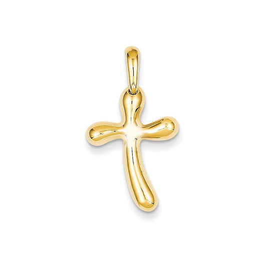 14k Polished Freeform Cross Pendant