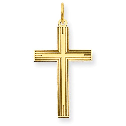 14K Laser Designed Cross Pendant
