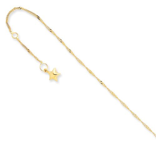 14k Star Anklet  9"
