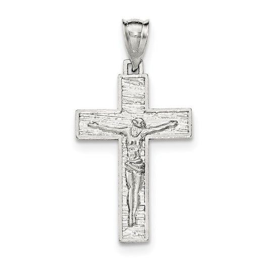 Sterling Silver Polished & Textured Crucifix Pendant