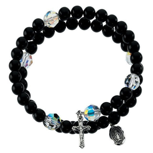 BLACK ONYX WRAP ROSARY - Sterling Silver