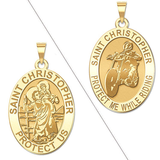 Saint Christopher  " Protect Me While Riding"  Doubledside Motorcycle Religious Medal